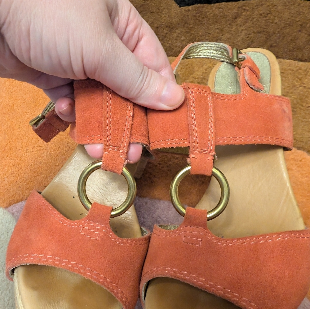 Coach Suede And Brass Heels - Picture 3 of 11